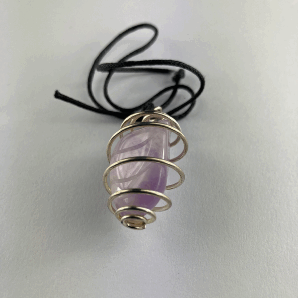 PENDOLO PIETRA QUARZO IN SPIRALE METALLO 3,5 CM