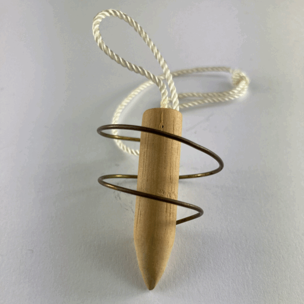 PENDOLO LEGNO LISCIO CON SPIRALE RAME 4 CM