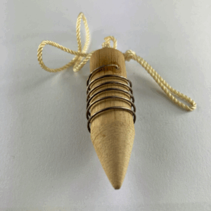 PENDOLO LEGNO LISCIO CON SPIRALE RAME 5 CM